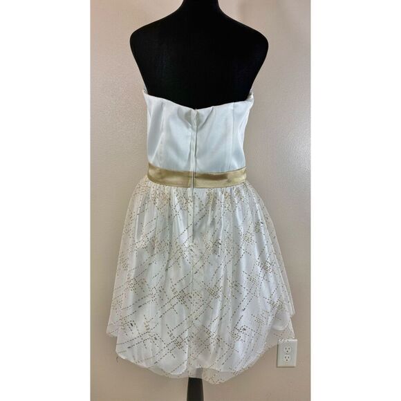 Vintage Jessica McClintock for Gunne Sax Gold & Cream Strapless Sweetheart Dress - Picture 2 of 8